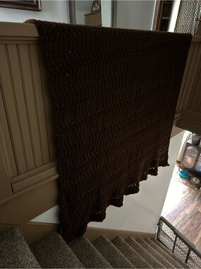 Handmade Crochet Throw Blanket - Deep Chocolate Brown